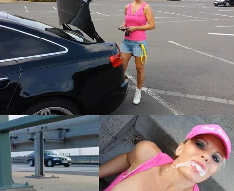 Public fremdgeblasen an der Autobahn